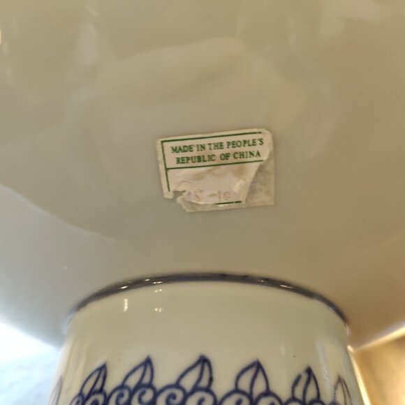 Rep Of China Blu/Whi Double Happiness Porcelain Tazza Offering Plate+Orig Label - Picture 3 of 13